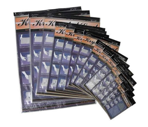 Transparent Art Seal Bags measuring 23x31 cm, ideal for protecting artwork with resealable adhesive flaps, pack of 25.