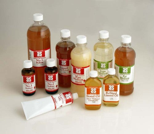 Pure refined linseed oil in a 100ml bottle, ideal for making or diluting high-quality oil paint.