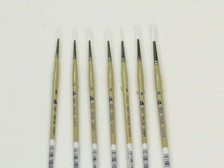 White Taklon Liner Brush S9901 for precise detail in watercolor, acrylic, and gouache; ideal for artists and hobbyists alike.