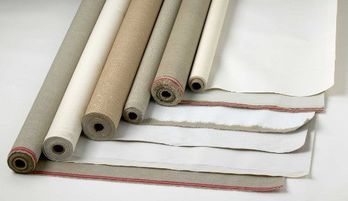 High-quality 60" x 6yd cotton artist canvas roll, perfect for oil, acrylic, and watercolor paints; versatile and durable.