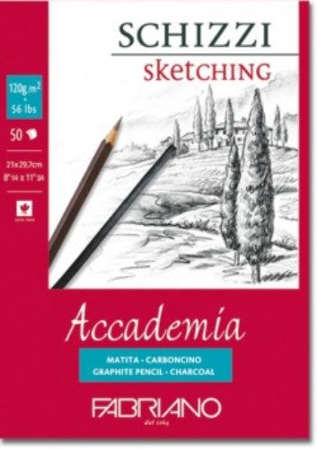 Accademia Pad A2 sketch paper pad with 50 sheets, 120gsm, ideal for various artistic mediums and techniques.