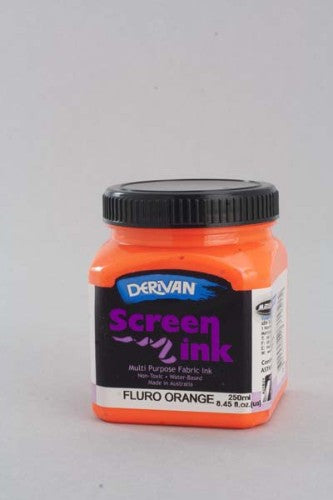 Ink - Derivan Screen Ink 250ml Flourescent Ora