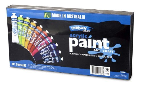 Acrylic Paint - Derivan Student 75ml 10 Tube Pack