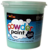 FAS School Tempera Powder 600gm in vibrant green, perfect for mixing into water for creative art projects.