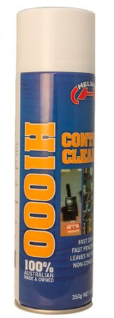 Spray can of Helmar H1000 Contact Cleaner 350g for restoring and protecting electrical components, ensuring optimal performance.