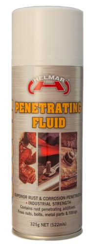 Helmar H5000 Penetrating Fluid Spray 325g, an industrial-strength solution for rust and corrosion removal in metal parts.