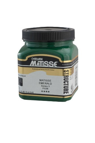 A 250ml tube of Matisse Structure Acrylic Paint in vibrant Emerald S3, perfect for textured artwork and impasto techniques.