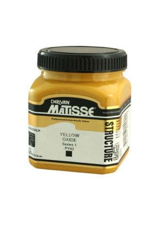 Matisse Structure Yellow Oxide acrylic paint (250ml) in a tube, vibrant color for impasto effects and versatile art applications.