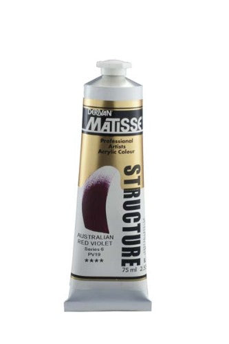 Matisse Structure Acrylic Paint 75ml in Aust Red Violet S6, featuring a rich, impasto formula for textured artwork.