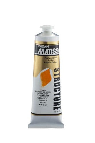 Vibrant 75ml Cadmium Orange acrylic paint, ideal for textured effects and long-lasting colors in artistic creations.