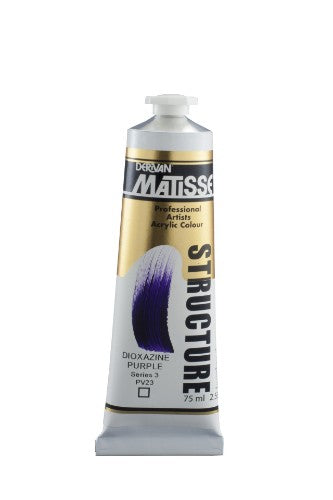 Matisse Structure Acrylic Paint in Dioxazine Purple S3, 75ml tube featuring vibrant color and excellent impasto texture application.