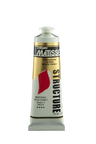 Matisse Red Light 75ml acrylic paint, vibrant color with rich texture, perfect for professional and hobby artists.