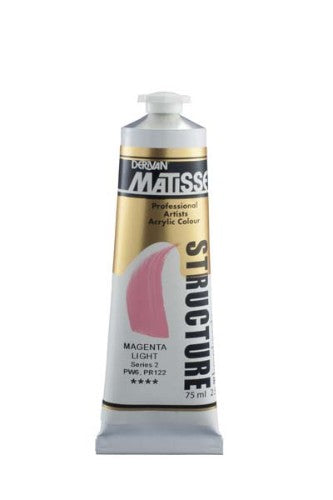 Matisse Structure Acrylic Paint in Magenta Light S2, 75ml tube, ideal for vibrant textures and mixed media applications.