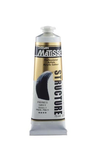 Matisse Str Acrylic Paint in Paynes Grey, 75ml tube, ideal for vibrant, textured effects in various artistic techniques.