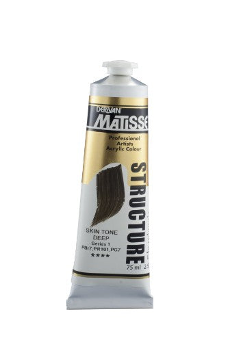 Matisse Structure 75ml acrylic paint in deep skin tone, ideal for portraiture, offering rich color and versatile application.