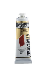 A 75ml tube of Matisse Structure Acrylic Paint in vibrant Trans Red Oxide, ideal for textured art with brush or palette knife.