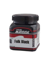 Acrylic paint in 250ml Folk Black, ideal for versatile use on wood, canvas, and more, with a matte-velvet finish.