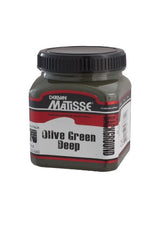 250ml jar of Matisse Background acrylic paint in Olive Green Dee, ideal for versatile applications and a matte-velvet finish.