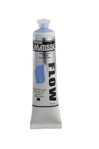 Aust Sky Blue Matisse Flow Acrylic Paint in 75ml, ideal for vibrant artwork with smooth flow and precision control.