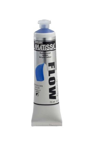 Matisse Flow Acrylic Paint in Cerulean Blue, 75ml; perfect for fluid brushwork and versatile applications in fine art.