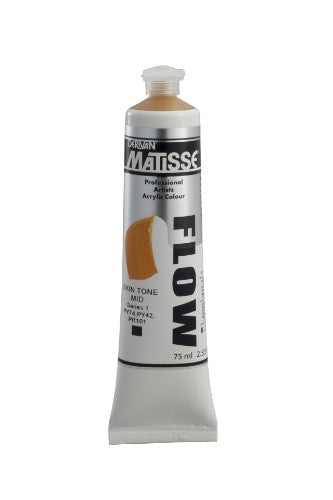 Matisse Flow Acrylic Paint in Skin Tone Mid S1, 75ml, ideal for precise detail work and seamless blending in art.