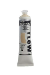 A 75ml tube of Matisse Flow Acrylic Paint in Unbleached Titanium S1, ideal for smooth application and vibrant color in fine art.