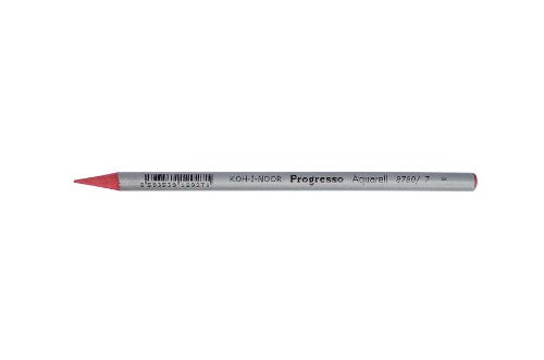 Pack of 12 Progresso Aquarelle pencils in Carmine Red for vibrant coloring and blending in art projects.