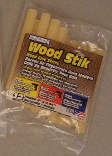 Surebonder Wood Stik (12) glue sticks for strong, durable bonding in woodworking, crafting, and repairs.