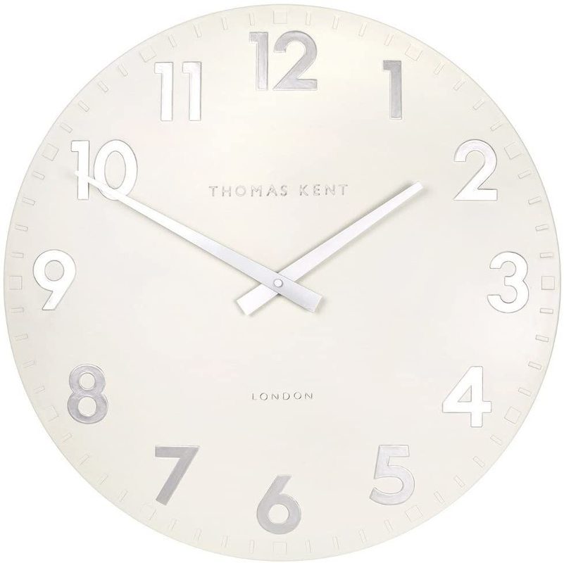 Elegant 30cm white round Thomas Kent Camden Wall Clock with numerical dial, quartz movement, perfect for any room decor.