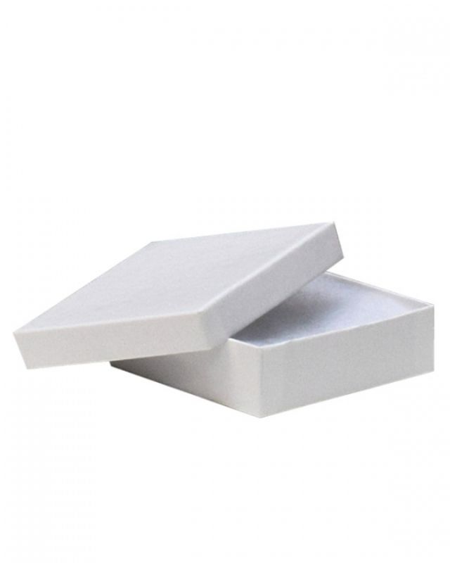 White Cotton Fill Boxes pack of 100, durable 800 GSM, eco-friendly, ideal for elegant gift packaging. Dimensions 89x89x25mm.