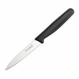 Victorinox Paring Knife with 10cm wavy blade, sleek black nylon, ideal for precise cutting of fruits and vegetables.