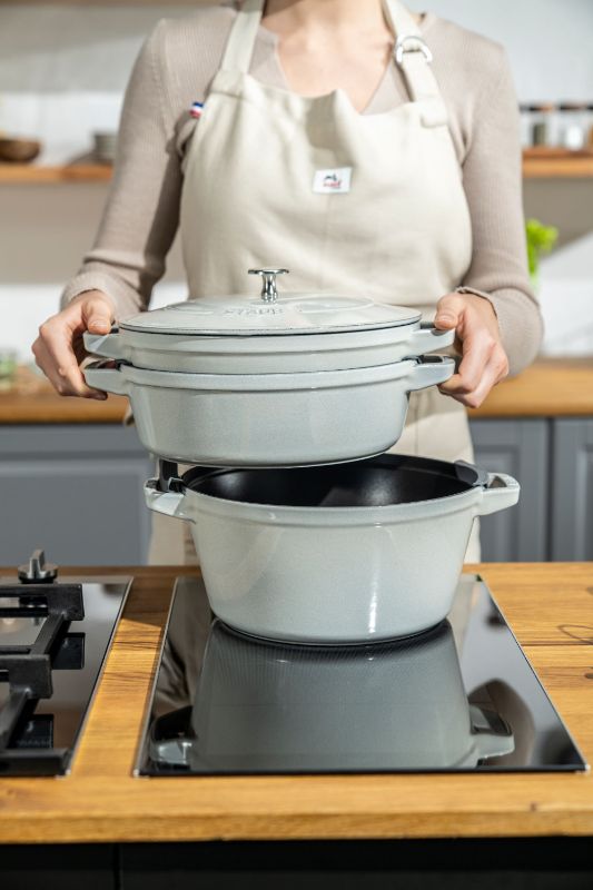 4pc Stackable Cocotte Set - 24cm (White Truffle)