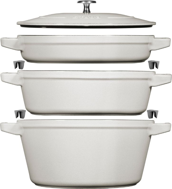4pc Stackable Cocotte Set - 24cm (White Truffle)