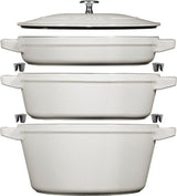 4pc Stackable Cocotte Set - 24cm (White Truffle)