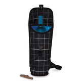 PackIt Freezable Napa Wine Bag in Black Grid, gel-lined walls keep wine chilled; stylish, lightweight, and easy to transport.