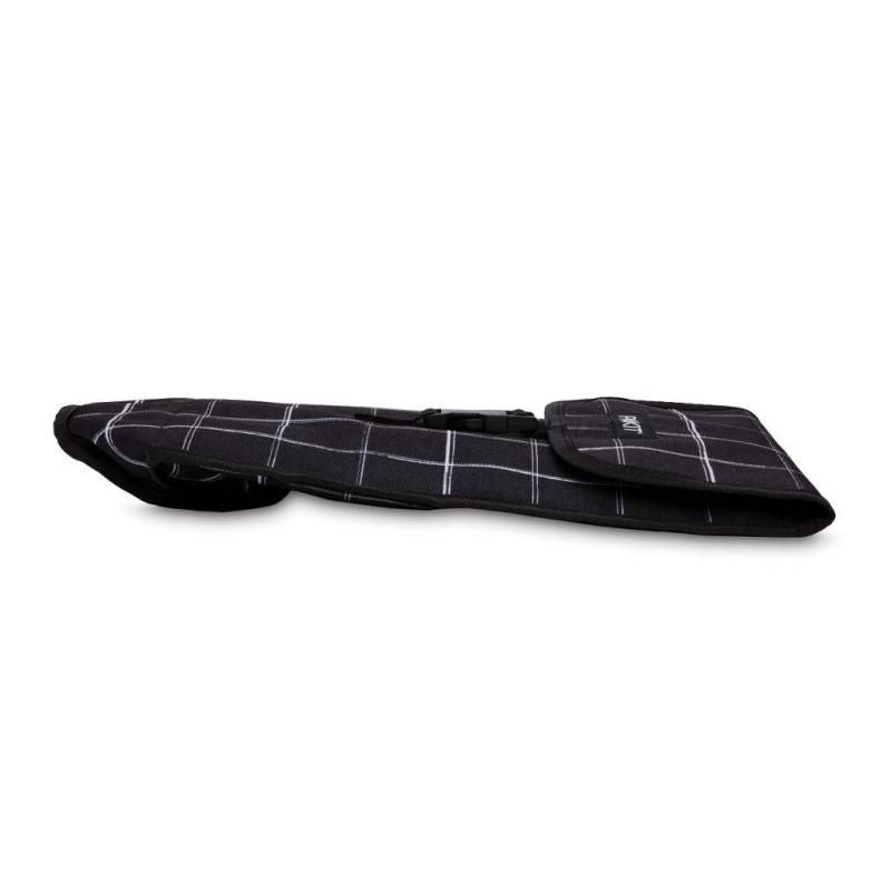 PackIt Freezable Napa Wine Bag in Black Grid, designed to chill wine bottles; features gel-lined walls and a convenient buckle handle.