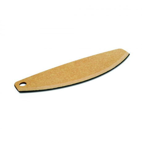 Epicurean pizza cutter with a beveled edge for easy, clean slices of any pizza size; lightweight and dishwasher safe.