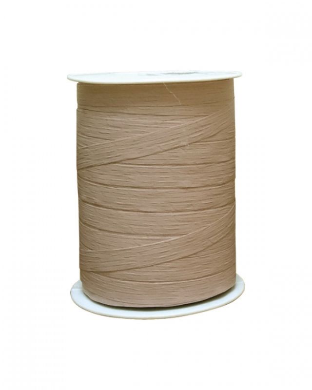 Beige matte curling ribbon, 10mm width and 250m length, ideal for gift wrapping and decorative purposes.