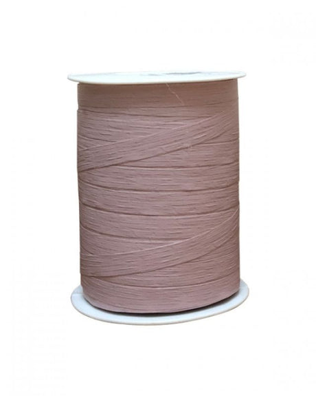 Dusky pink matte curling ribbon, 10mm wide and 250m long, perfect for gift wrapping and decorative projects.