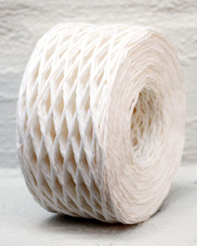 Off white paper twine ribbon, 2mm thickness, 100 meters long, ideal for crafts and gift wrapping.