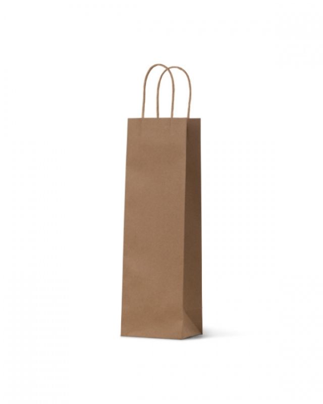Brown Kraft Single Wine Bags with twist handles, perfect for gifting standard wine bottles; pack of 100 for special occasions.