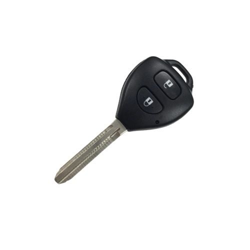 Complete remote key fob for Toyota with 2 buttons, compatible with Corolla, Hiace, RAV4, and Tarago models.