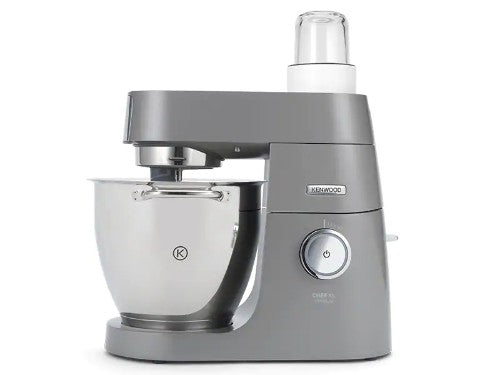 Compact chopper attachment in white, includes 3 glass jars for blending baby food, herbs, and grinding coffee.