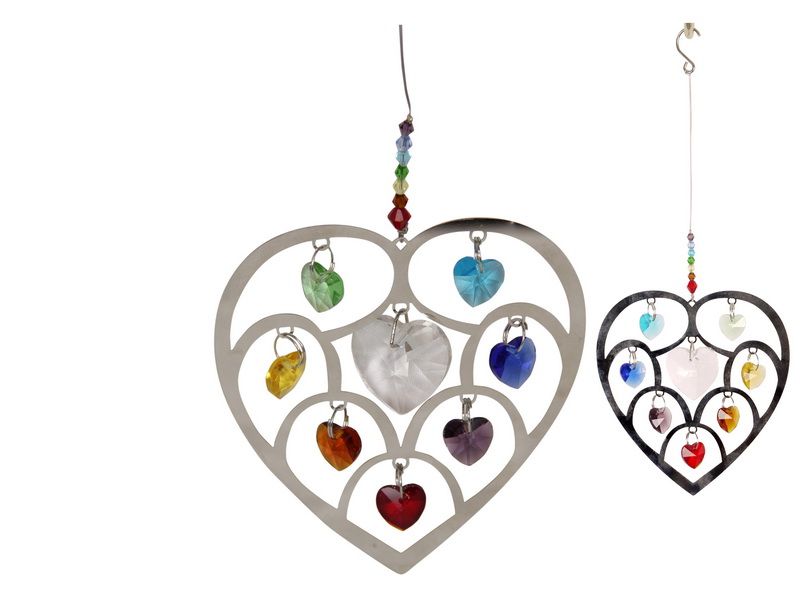 Suncatcher - Chakra R/Bow Heart 22cm (Set of 8)