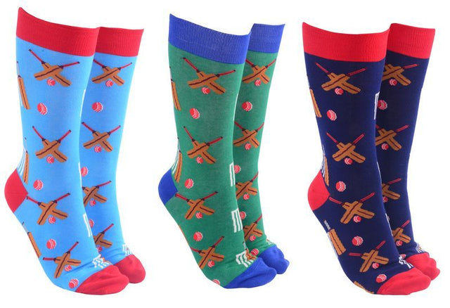 Vibrant set of 6 cricket socks featuring playful designs for comfort and style, perfect for cricket fans.