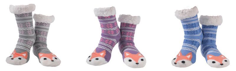 A colorful assortment of 12 ladies' socks featuring playful fox designs, made for comfort and style.