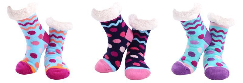 Colorful Nuzzles Ladies socks with squiggle and dot patterns, 12 assorted pairs for stylish comfort and versatile outfits.