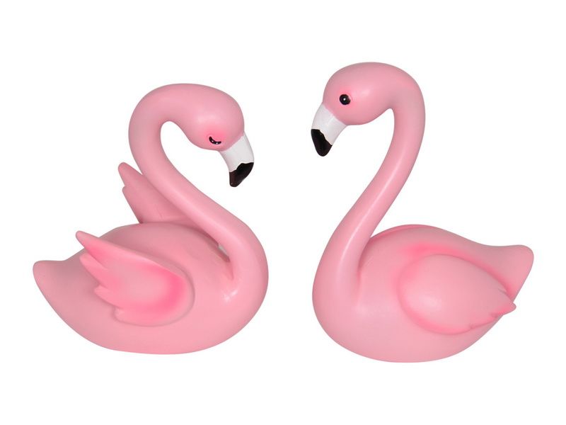 A set of 8 assorted 9cm cute flamingo figurines, perfect for whimsical home decor and gifts.