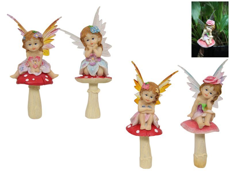 Garden Stake -Fairy on Mushroom 23cm  (Set of 12 Asst)