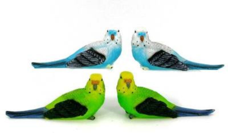 Colorful 15cm budgie ornaments set of 8, perfect for home decor and gifts, showcasing playful details and vibrant designs.